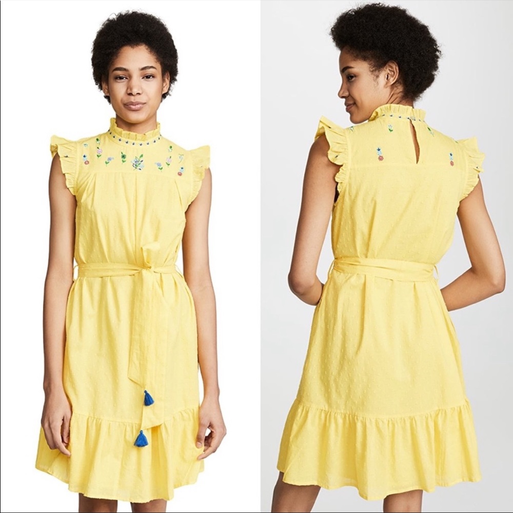 Banjanan Yellow Eyelet Schiffy Dress, Yellow